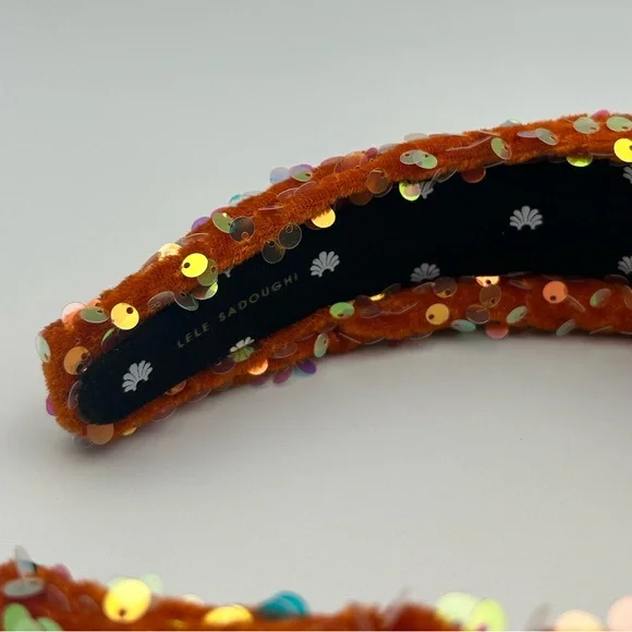 Lele Sadoughi Orange Sequin Knotted Headband - Picture 5 of 16